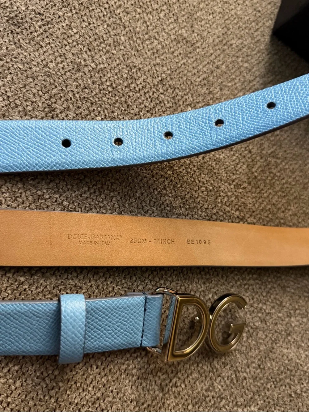 D&G Blue Leather Belt w/ Box and Dust Bag 32”-35.5”